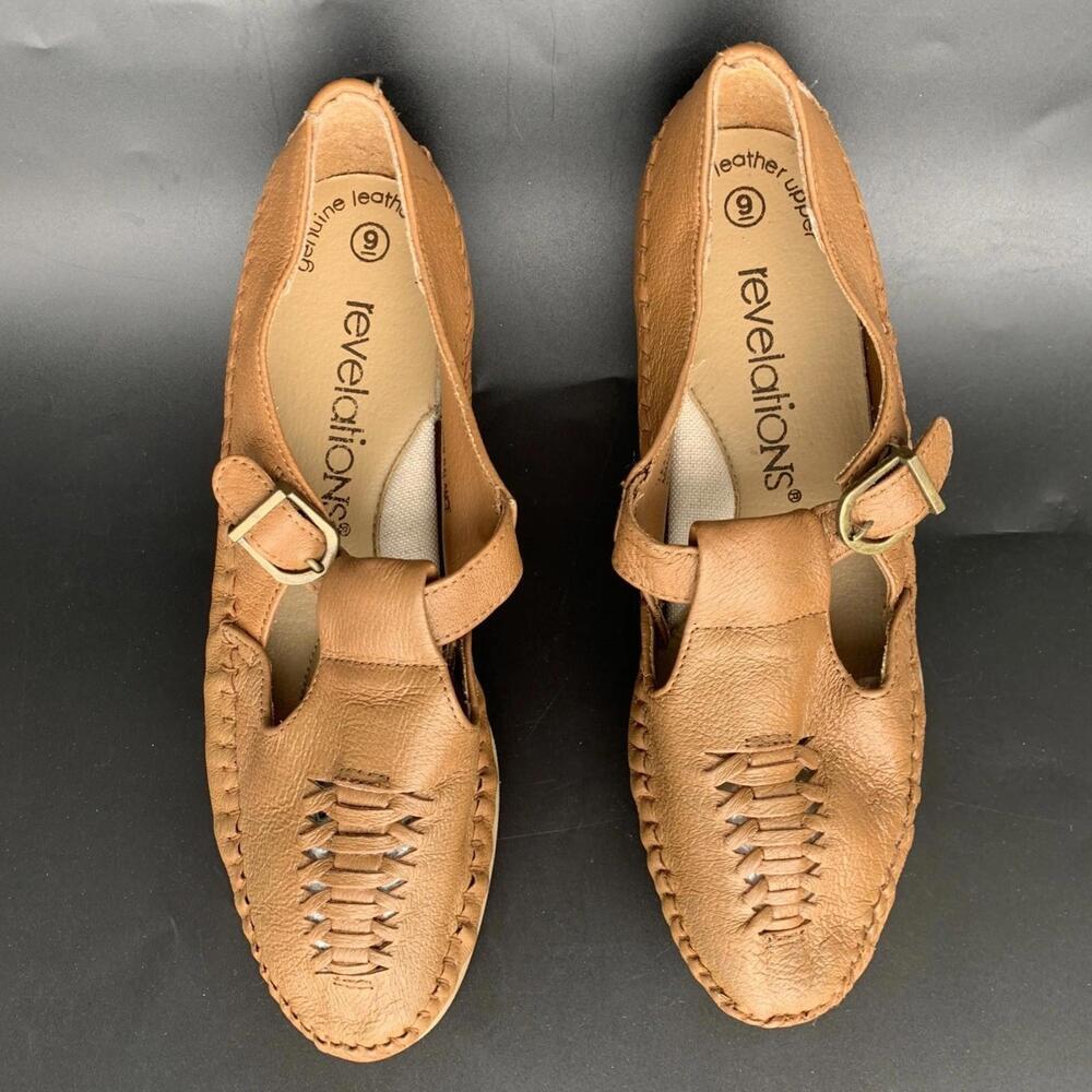Revelations Genuine Leather Sandals Flats Womens Shoes Sz 9 Fits 8.5